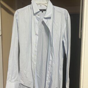 Men's InPore Light Blue Long Sleeve Button-Up Dress Shirt, Size Large